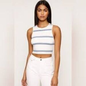 Babaton size large striped crop top scoop neck new